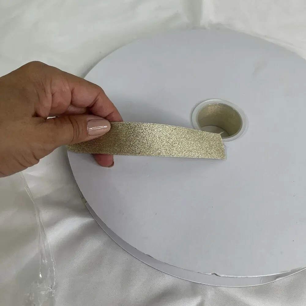 Gold Shimmer Ribbon Lace Almost Full Big Roll, Christmas, holidays, decoration